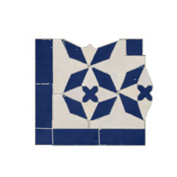 Mosaic House Moroccan tile Diamond Corner Inner 1-15 White Cobalt Blue  zellige, mosaic, zellij, border, glaze, classic 